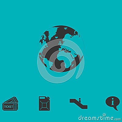 Globe Earth icon flat Vector Illustration