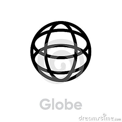 Globe earth icon isometric view. Editable line vector. Simple isolated single sign. Vector Illustration