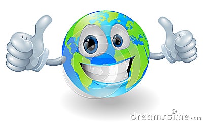 Globe earth mascot with thumbs up Vector Illustration