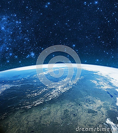 Globe Earth Model in space. Elements of image furnished by NASA. Stock Photo