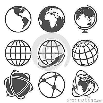 Globe earth vector icons set Vector Illustration