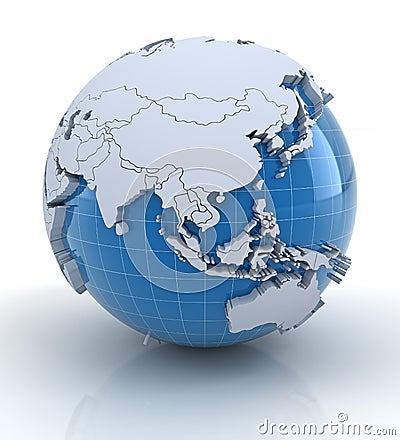 Globe with extruded continents, Europe and Africa Stock Photo