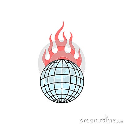 GLOBE IN FIRE COLOR Vector Illustration