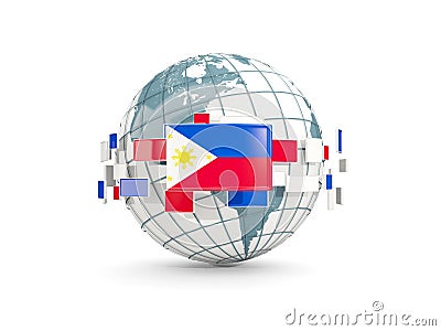 Globe with flag of philippines isolated on white Cartoon Illustration