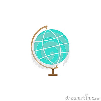 Globe flat icon, school and education element Vector Illustration