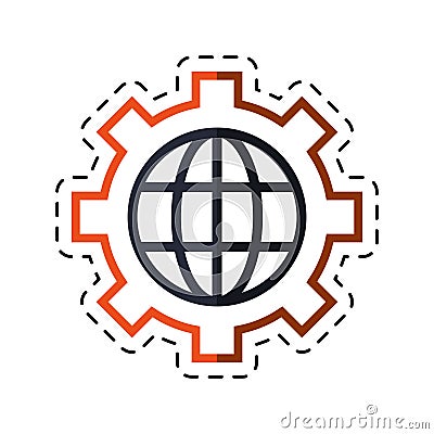 Globe gear communicaton business leadership cut line Vector Illustration