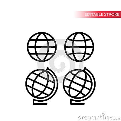 Globe and globus, sign for website thin line vector icon set Vector Illustration