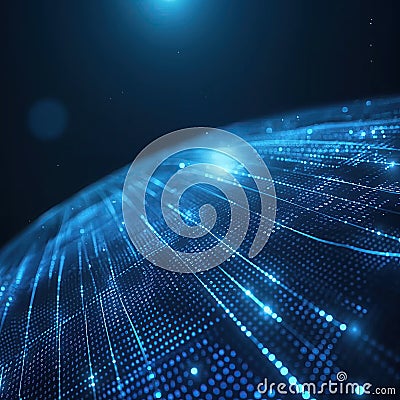 Globe of glowing small dots and binary code Stock Photo