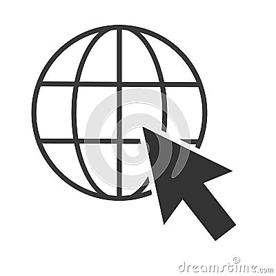 Globe go to World Wide Web Vector Icon. Vector Line Logo illustration. Browser symbol Vector Illustration