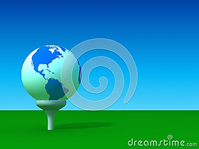 Globe golf ball Stock Photo