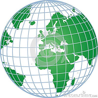 Globe with Grid Vector Illustration