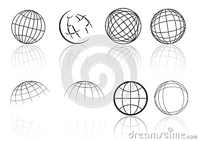 Globe grid reflection - vector Stock Photo