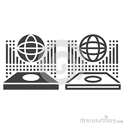 Globe hologram line icon, outline and solid vector sign, linear Vector Illustration