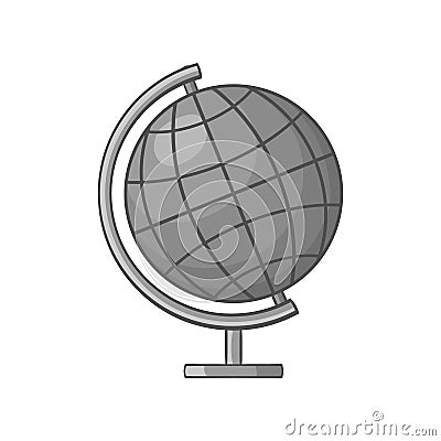 Globe icon, black monochrome style Vector Illustration