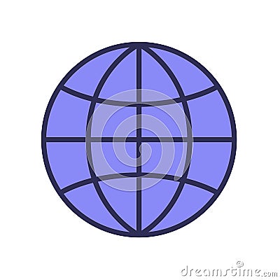 Globe icon, world, planet. Line colored vector illustration. Isolated on white background. Vector Illustration