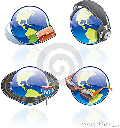 The Globe Icons Set - Design Elements 54b Vector Illustration