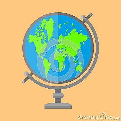 Globe isolated on brown background Vector Illustration