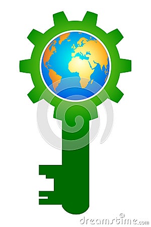 Globe key Vector Illustration