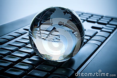 Globe and keyboard Stock Photo