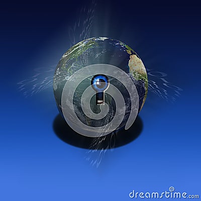 Globe with keyhole Stock Photo