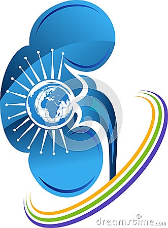 Globe with kidney logo Vector Illustration