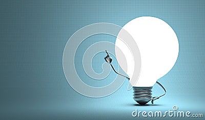 ï»¿ï»¿ï»¿Globe light bulb character in aha moment Stock Photo