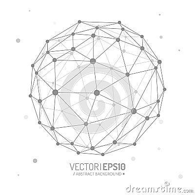 Globe with lines and dots. Connection concept design. Vector Illustration