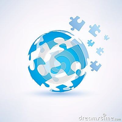 Globe made of puzzle piecies Vector Illustration