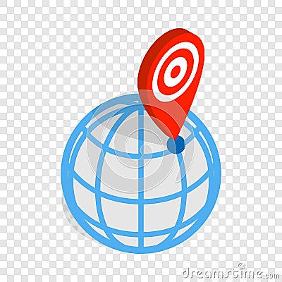 Globe and map pointer isometric icon Vector Illustration