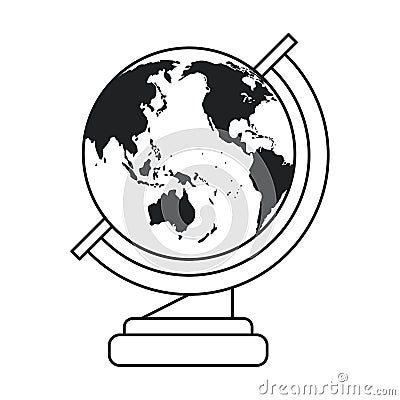 Globe map school design thin line Vector Illustration