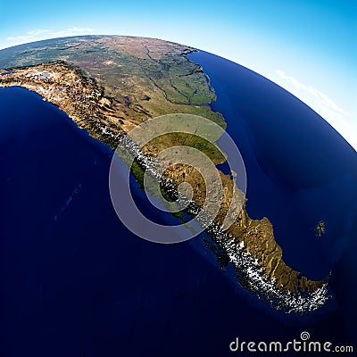 Globe map of South America, geographical map, physics. Cartography, atlas. Argentina, Chile Stock Photo