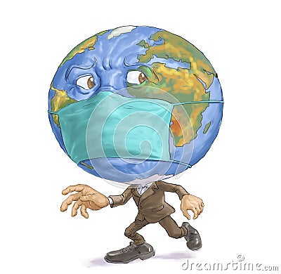 Globe with masker Stock Photo