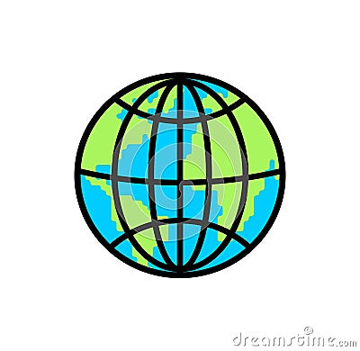 Globe model of globe isolated. Layout of planet earth Vector Illustration