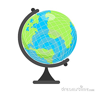 Globe model of globe isolated. Layout of planet earth Vector Illustration