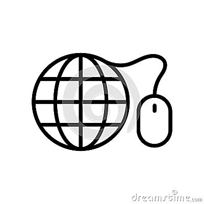 globe with mouse outline vector icon Vector Illustration