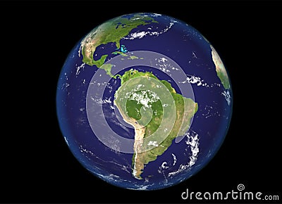 Globe north and south america illustration, 3d, earth texture by NASA. Cartoon Illustration