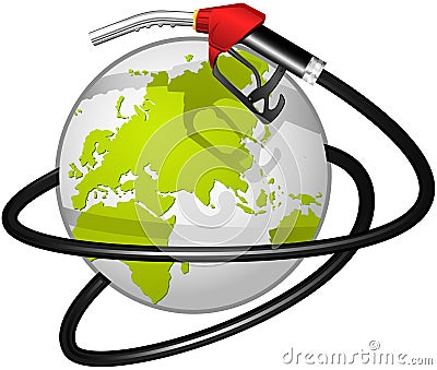 Globe obvoluted with Fuel hose Vector Illustration