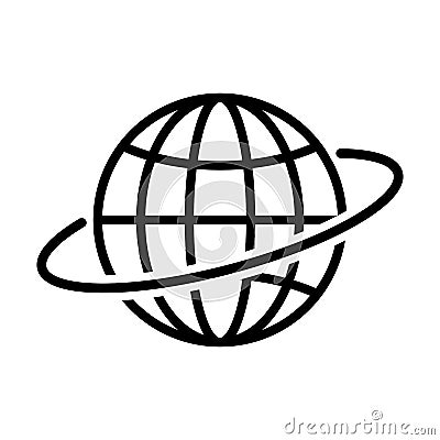 Globe outline icon in flat style. Earth symbol Vector Illustration