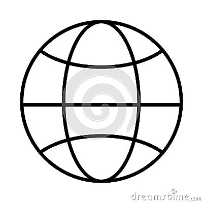 Globe outline icon. Linear earth vector illustration. Pictogram isolated on white background. Web sign design. World Internet Vector Illustration