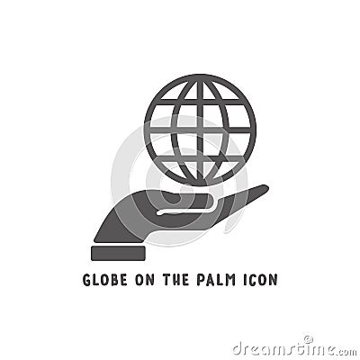 Globe on the palm hand icon simple flat style vector illustration Vector Illustration