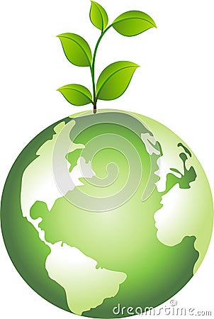 Globe with Plant Vector Illustration