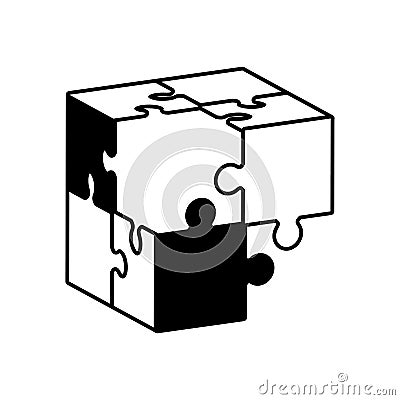 globe puzzle solution monochrome Cartoon Illustration