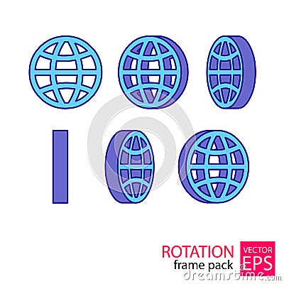 The globe rotating icon set of frames Vector Illustration