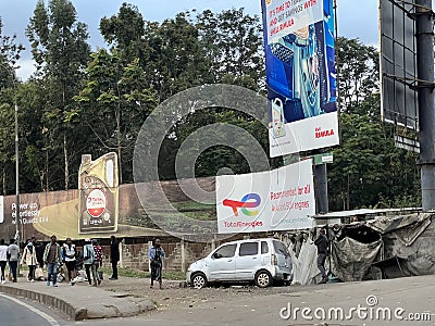 Globe roundabout with billboards in Nairobi Kenya Editorial Stock Photo