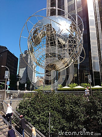 The Globe Sculpture at the 59th Street Columbus Circle Subway Station, New York City, USA Editorial Stock Photo