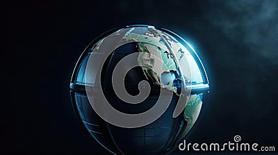 A globe with a shield exemplifies secure global connectivity created with Generative AI Stock Photo