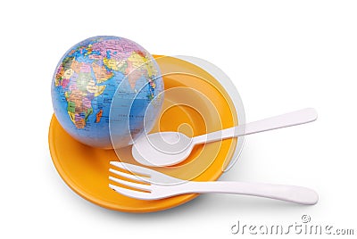 A globe with spoons Stock Photo