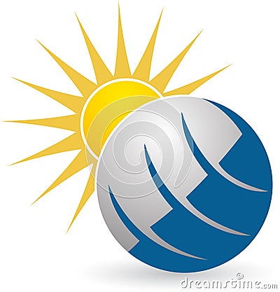 Globe sun logo Vector Illustration