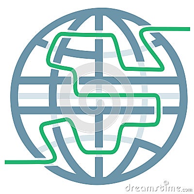 Globe Symbol Maze Puzzle of Global Solutions Vector Illustration