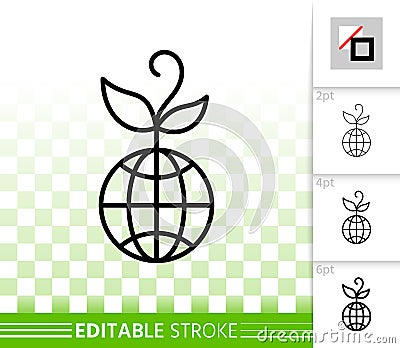 Globe simple black line vector icon Vector Illustration